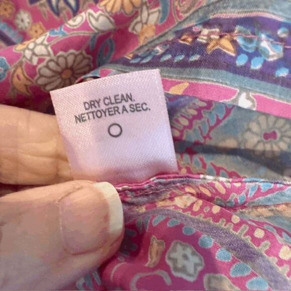 Calypso St. Barth 100% Silk Paisley Print Blouse Pink Purple Light Size Medium - Picture 6 of 9